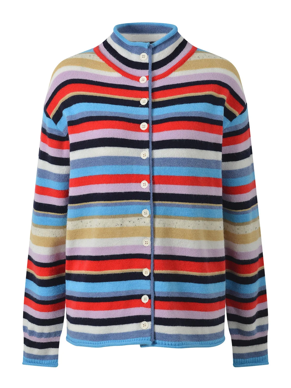 

Faionable Striped Color Blo Knitted Open Cardigan Loose Fit Multi-Buled Casual Sle Women's Top for Autumn 2025