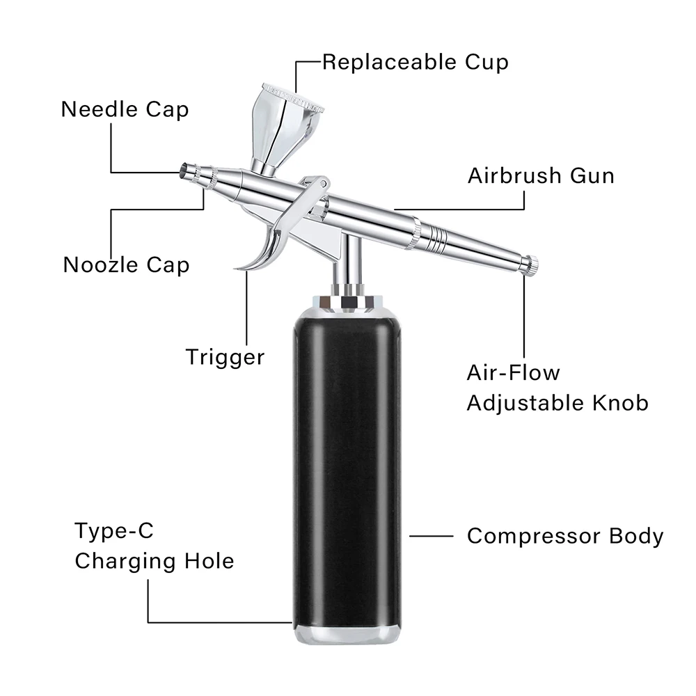 ราคาถูก Airbrush พร้อมชุดคอมเพรสเซอร์ 20CC 40CC Single-Action ปากกา Super Works เล็บ Mineral Paint Gun Tattoo Salon Art Design