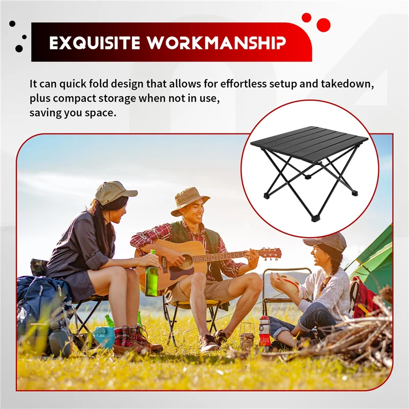 

Outdoor Camping Folding Table Party Picnic BBQ Foldable Desk High Strength Ultralight Aluminium Portable Table Black