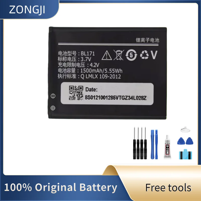ZONGJI New Compatible Battery For A319 A65 A60 A500 A368 A390 A390T BL-171 1500mAh BL171 Mobile Phone Batteries +Free Tools