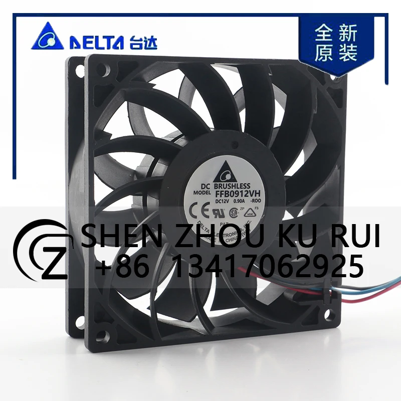 FFB0912VH دلتا 5 فولت 24 فولت 48 فولت DC12V 0.90A التيار المتناوب EC 9025 90X90X25 مللي متر 9 سنتيمتر العنيفة ارتفاع حجم الهواء العاكس ثلاثة أسلاك الهيكل مروحة التبريد