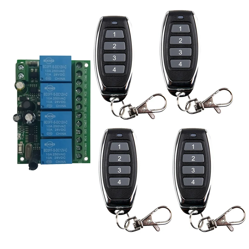 AC 110V 220V 230V 4CH 433MHz rf Remote Control Switch Wireless Radio Relay Receiver Controller for Garage\ Door\ LED\ Light