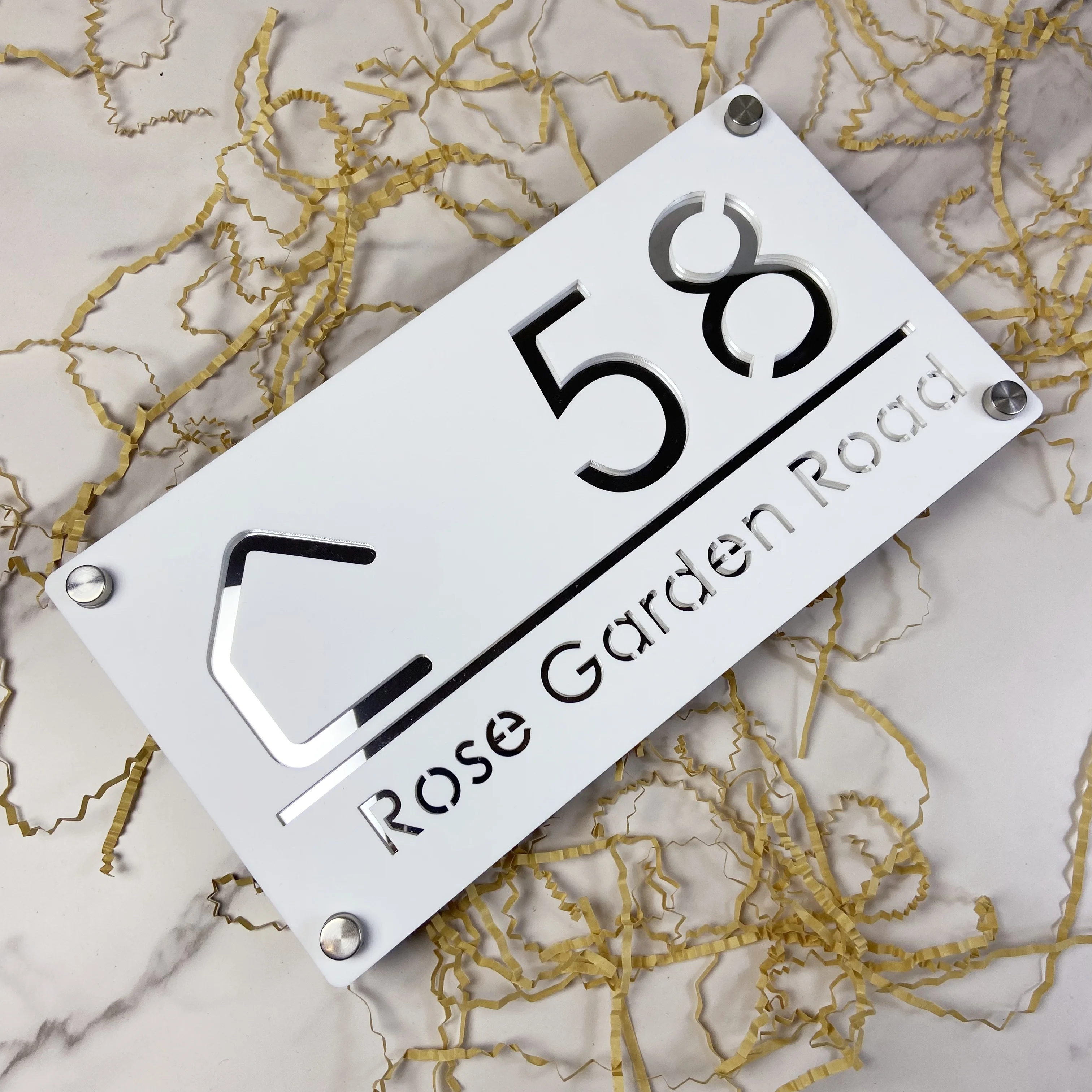 Acrylic House Number Plate Outdoor Address Sign Matte White House Decoration Custom Number Plaque for Home Address