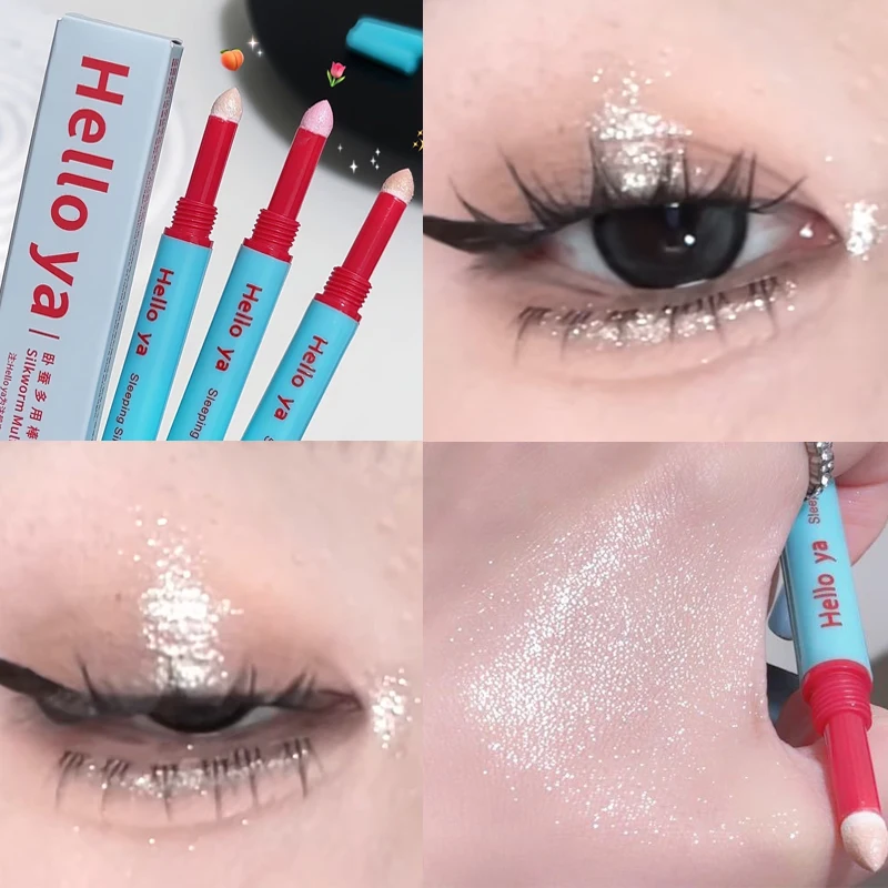 Dauerhafte Erhellen Augenlid Highlighter Lidschatten Stift Diamant Glänzend Wasserdicht Schwamm Kopf Eyeliner Lidschatten Liegen Seidenraupe Make-Up