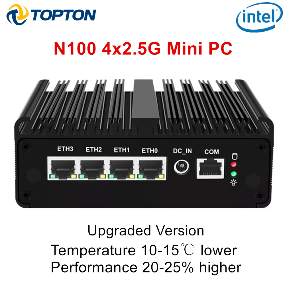 Katı Mikro Güvenlik Duvarı Cihazı Intel N100 Fansız Mini PC 4x i226-V 2.5G N5105 J4125 VPN Yumuşak Yönlendirici Proxmox pfSense OPNsense