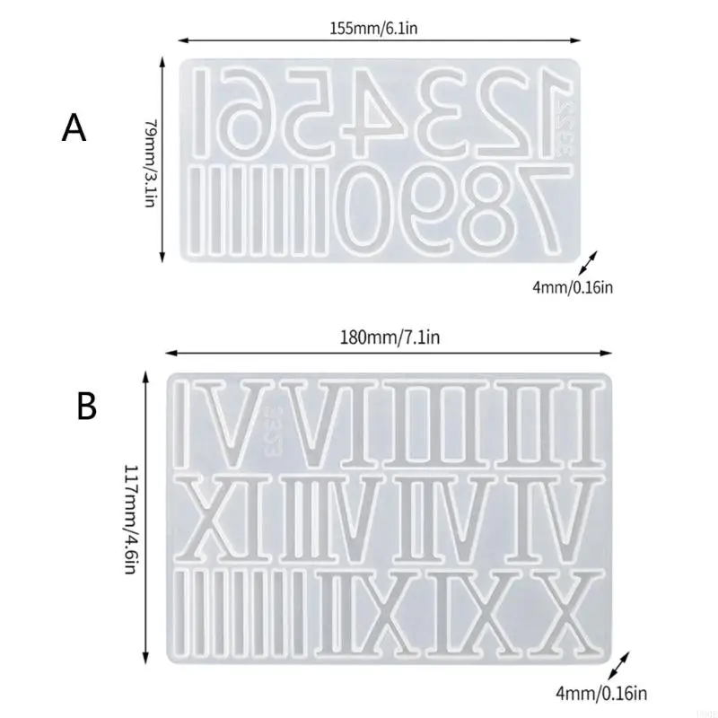 U90E klok grote Arabische digitale hars vormt Romeinse cijfer siliconen schimmel muur hangende mal voor epoxy diy ambachten