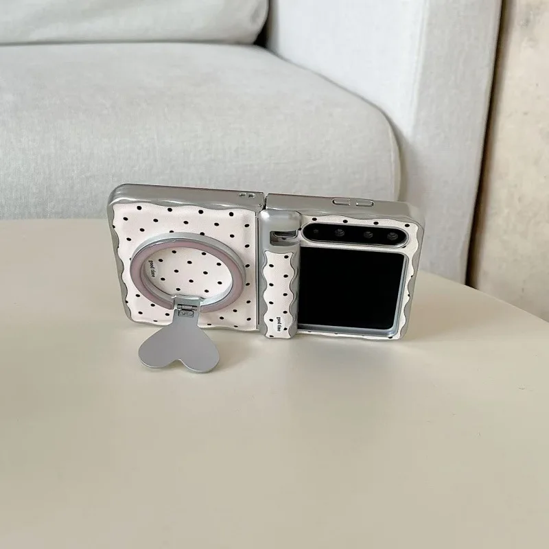 Polka Dot Magnetische Herz-Ständer-Handyhülle für Huawei PuraX Scharnier-Schutzhülle aus Hartplastik – Detail 3