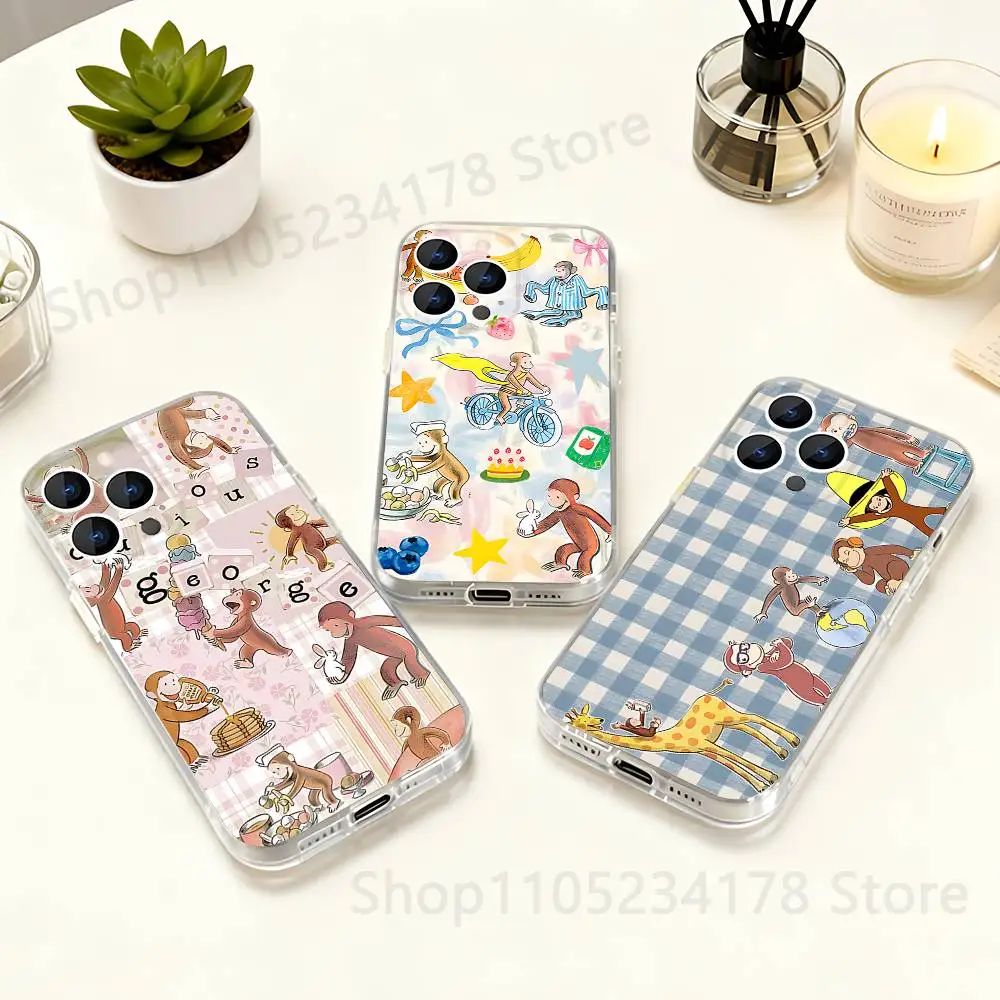 

Mokey C-Curious G-Georges Clear case suitable for iPhone 11 12 13 14 15 16 17 Pro Max Plus X XS XR SE E Mini Protective Case