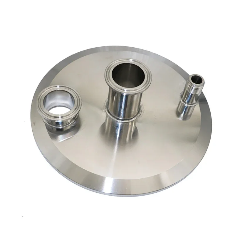 Stainless steel sanitary flat cover for connection bottom base