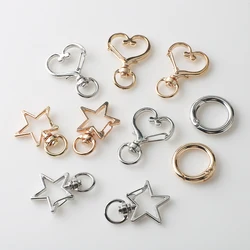 6 Pcs Star Heart Snap Hook Trigger Clips Buckles Lobster Clasps Clips Key Ring for DIY Keychain Lanyard Jewelry Making Accessory