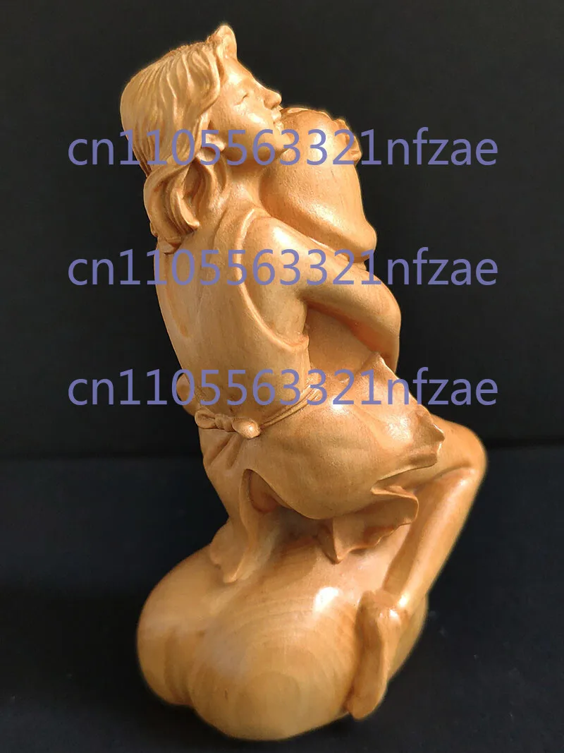 

8X3X2.5 CM Hand Carved Boxwood Figurine Netsuke fengshui