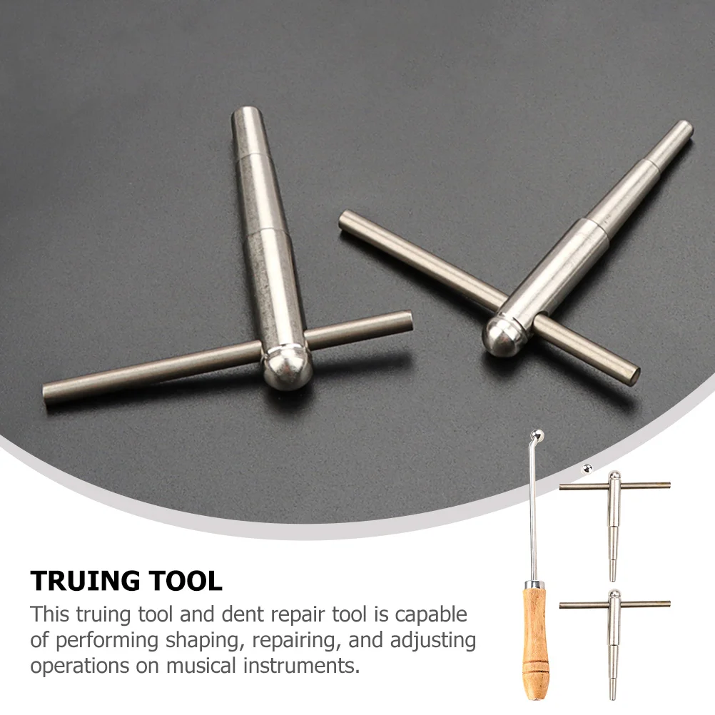 

Versatile Brass Instrument Maintenance Set Trumpet Dent Repair Tool with Wood Handle
