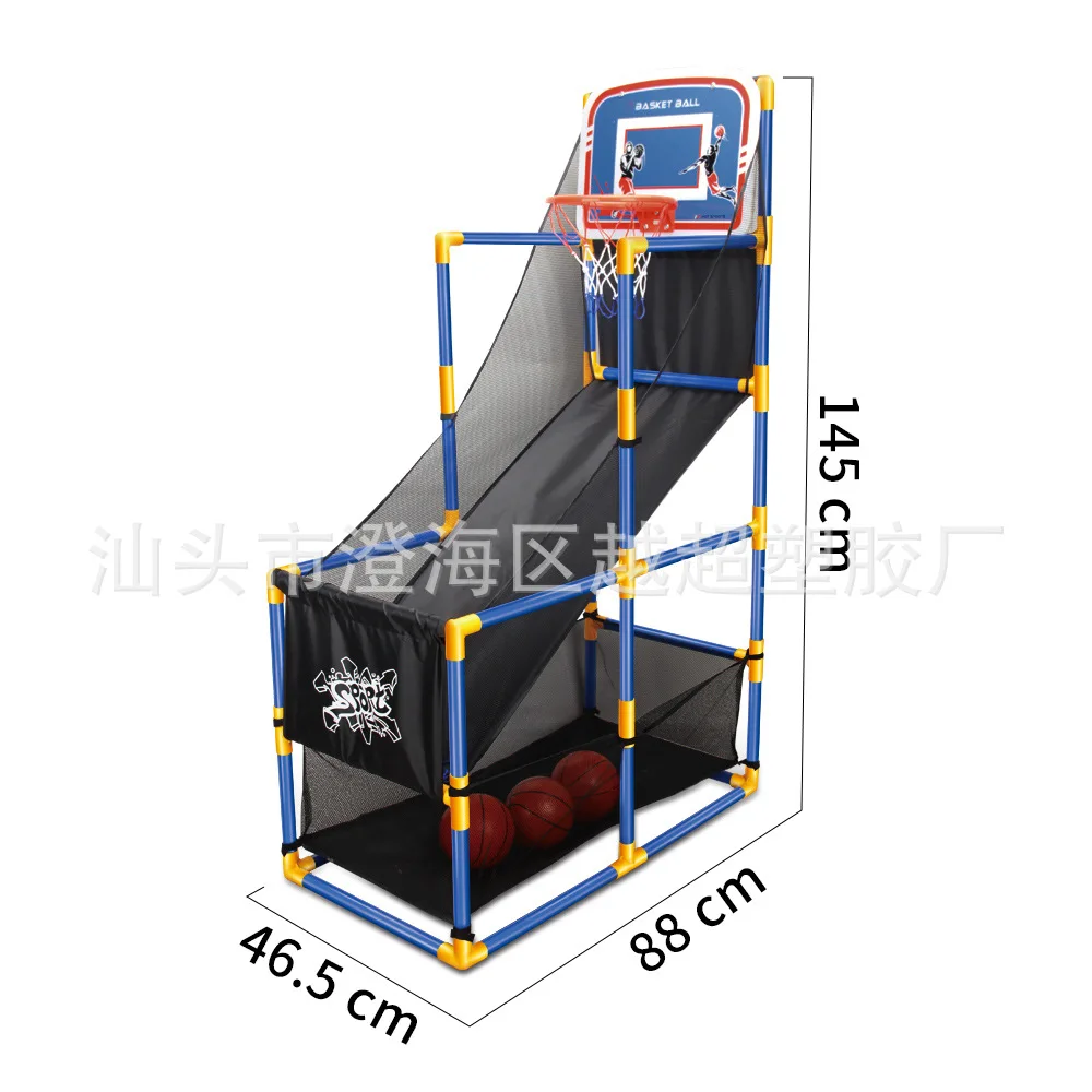 Cesta de basquete interna para crianças, cesta de bola azul móvel para meninos e meninas