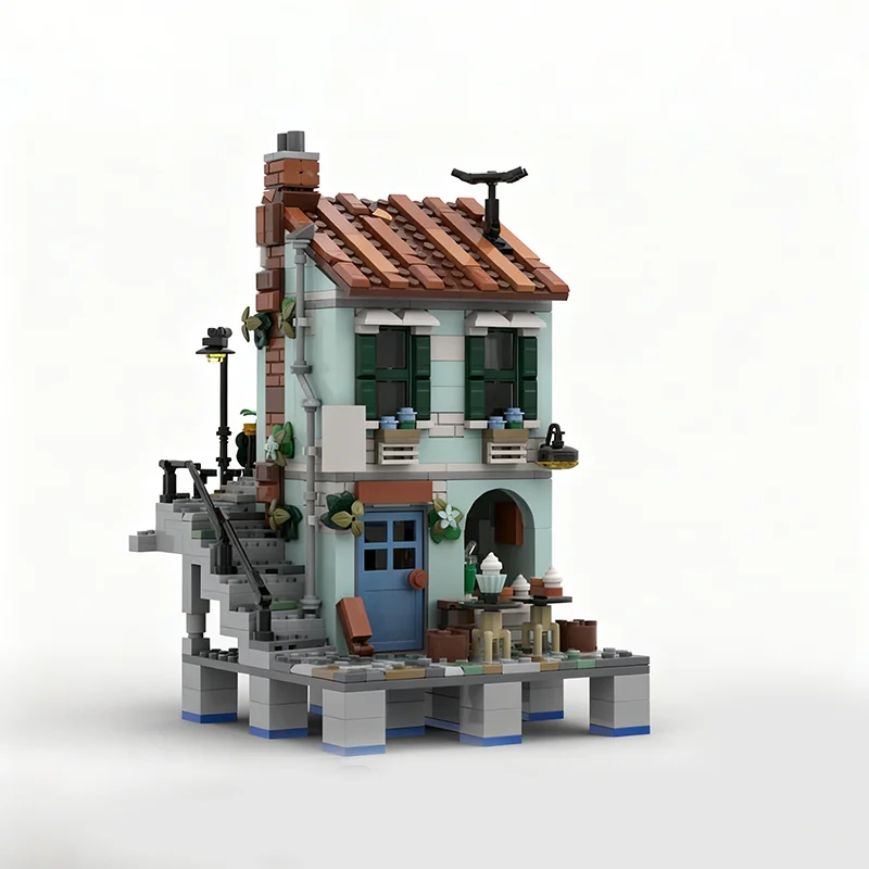 630 pçs moc pequena padaria riviera extensão modular streetscape modelo blocos de construção presentes natal brinquedo arquitetura educação