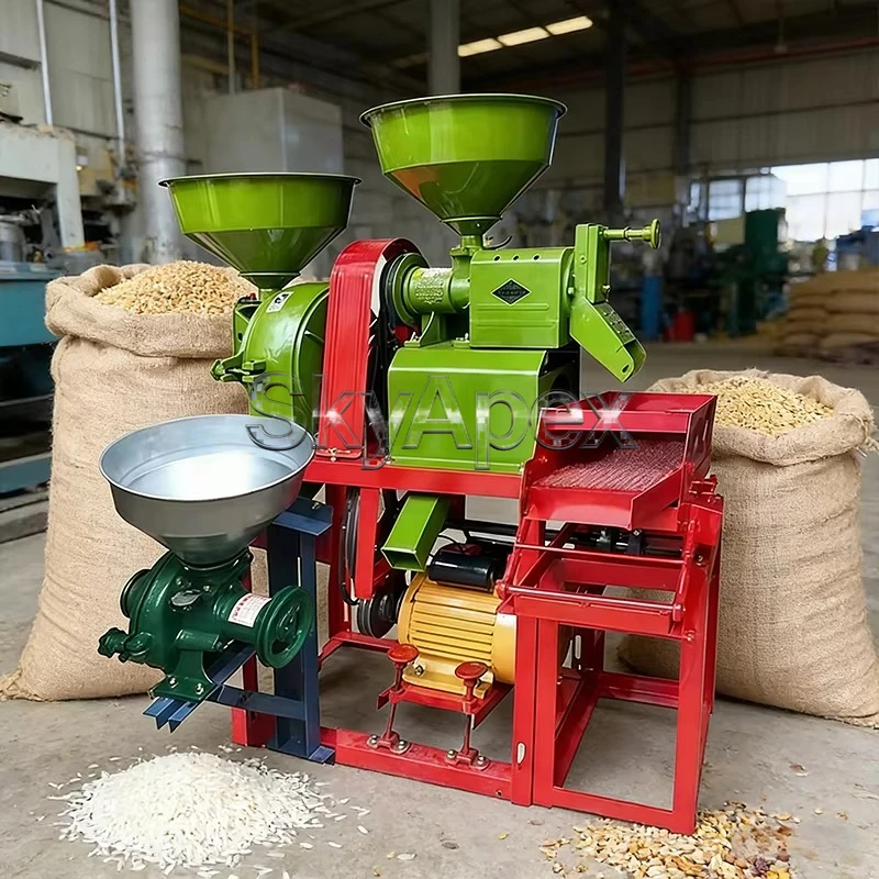Fully Automatic Rice Milling Machine with Vibration Stone Removing, Dual-purpose for Paddy Corn Millet Grinding and Pulping