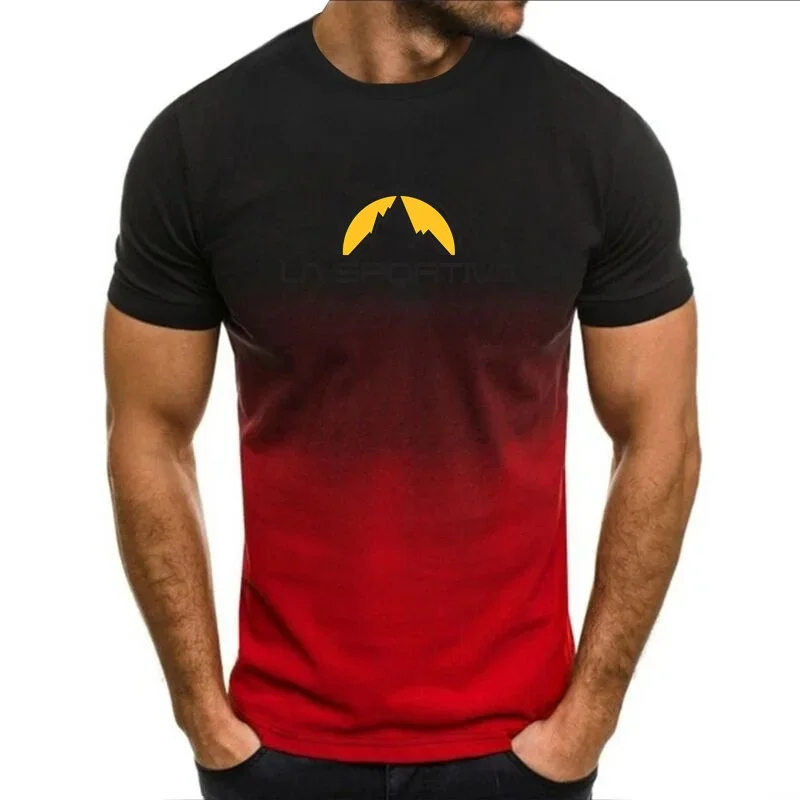 La Sportiva Letter Print Summer Men's Breathable and Comfortable O-Neck T-Shirt Men's Casual Fashion Street Wear