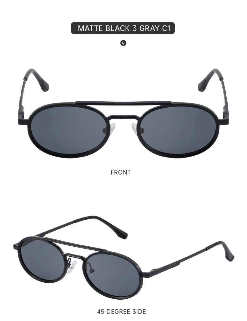 Ovale Steampunk-Sonnenbrille mit kleinem Rahmen für Damen, 2026, luxuriöse Vintage-Rundsonnenbrille für Damen, Doppelstrahl-Brille für Damen – Detail 15