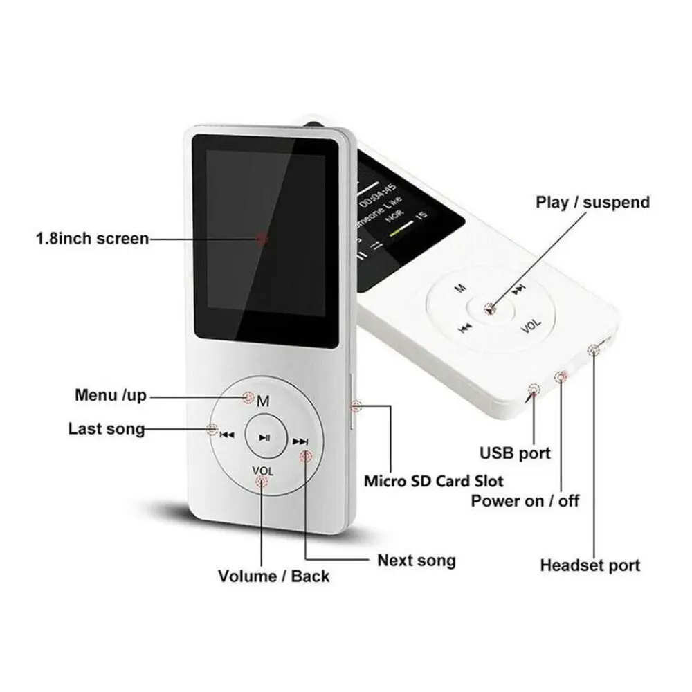 MP3 플레이어 야외 스포츠 피트니스 미니 워크맨 Mp4/mp3 지원 블루투스 무손실 음악 플레이어 FM 라디오 레코더 스포츠 128GB Hf