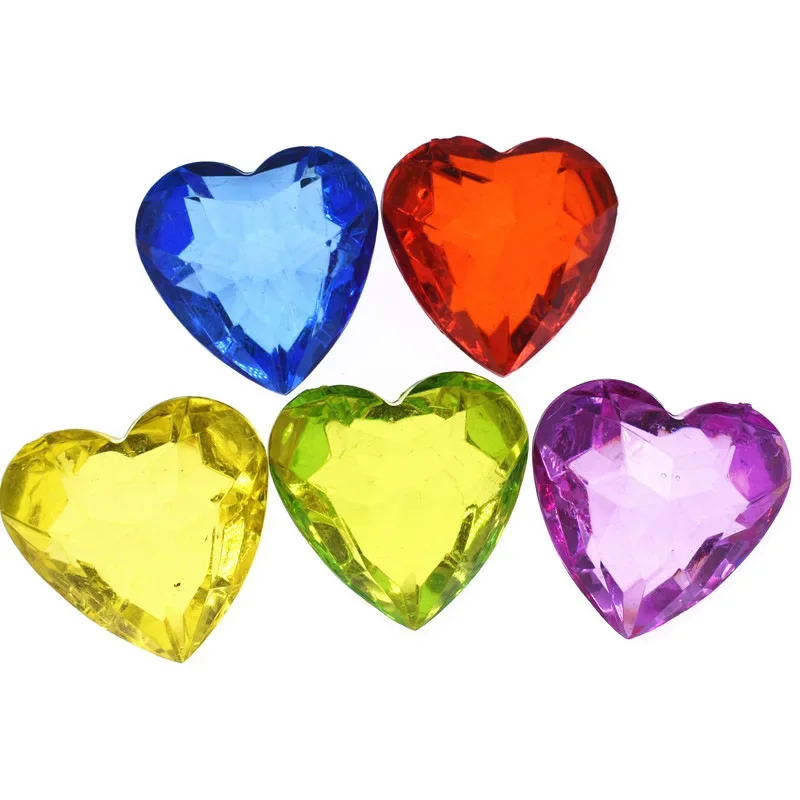 20pcs Acrylic Gemstone Imitation Crystal Love Heart Jewelry Children Gem Toy Reward Small Table Birthday Wedding Festival