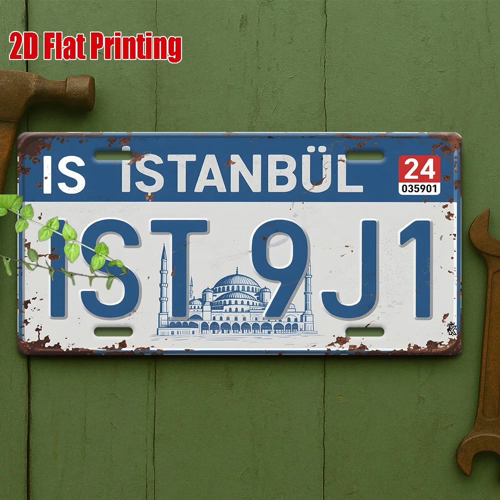 Istanbul Hagia Sophia License Plate AL Sign - Vintage Durable Metal Plaque Wall Decor, Home Office Bar Man Cave Wall Art