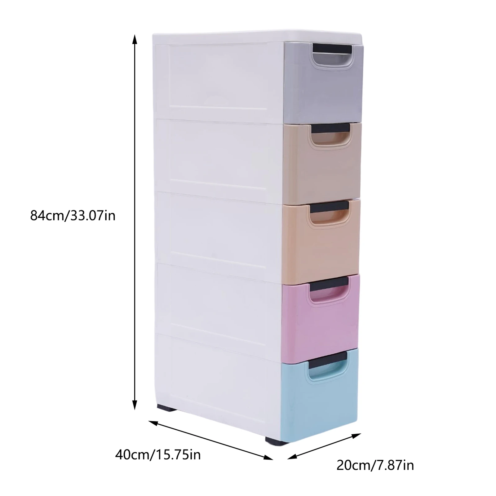 5-Drawer Storage Cabinet PP Material Large Capacity Stable with Smooth Wheels Easy to Clean and Move for Home Organization