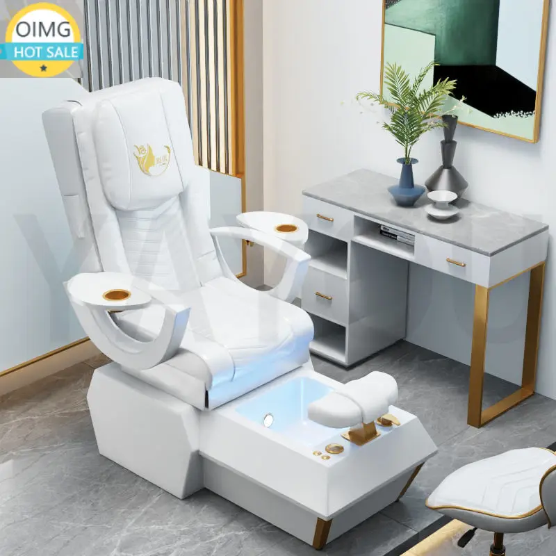 Luxury White Leather Massage Pedicure Chair Luxury Pedicure Spa Massage Chair for Nail Salon Beauty Furniture