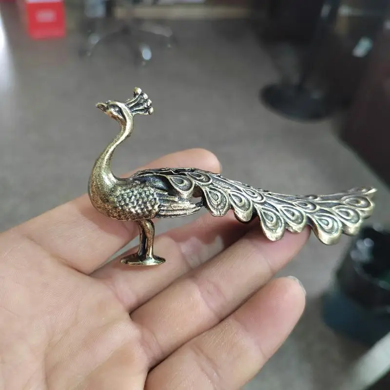 1Pcs Home Office Decoration Animal Brass Ornament Peacock Ornament Home Decor Statue Figure Chinese Handicraft