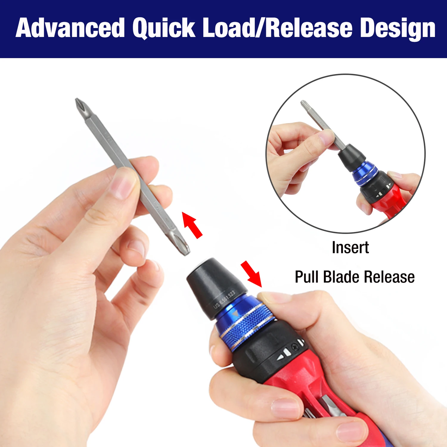 WORKPRO 12-in-1 Ratchet Screwdriver With Quick-Load Function Mechanic Hand Tools Slotted Phillips Torx Square Screwdriver Kit