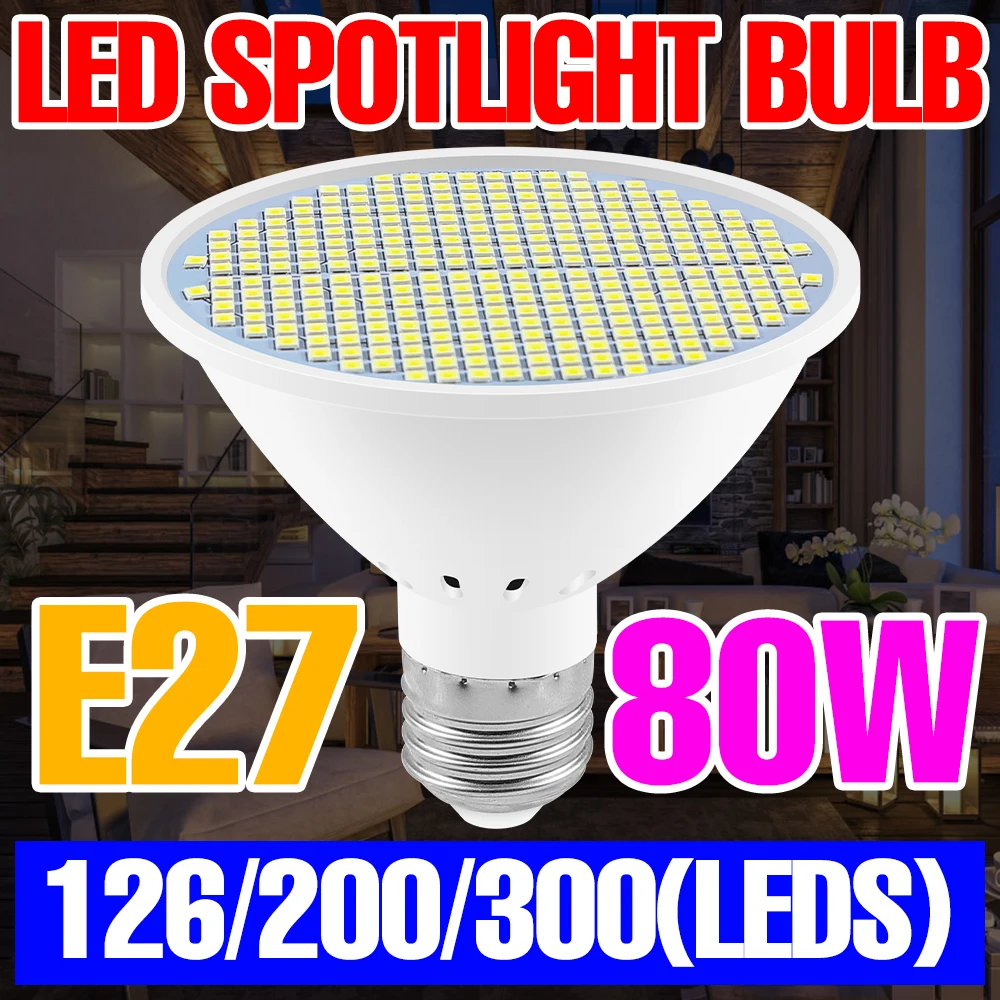 LED Spotlight E27 LED Gloeilamp 220V Lampara Maïs Licht 30W 50W 80W Spaarlamp voor Thuis Binnenverlichting Nacht Bombillas