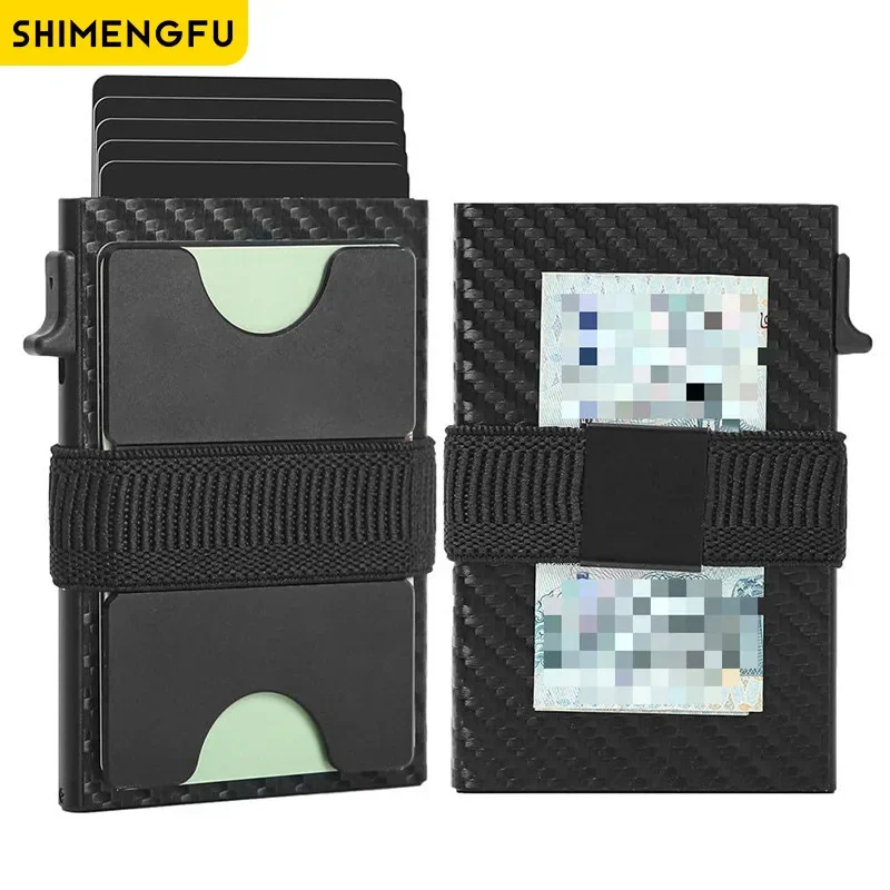 

Men's RFID Blocking Credit Card Holder Microfiber Leather Wallet with Magnetic Closure Pop-Up Feature ID Window & Coin Pocket