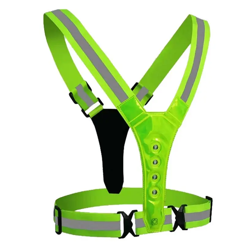 

НОВЫЙ светодиодный жилет, светоотражающие ремни, светящийся свет, высокая видимость, одежда для ночного бега и верховой езды, эластичная лента