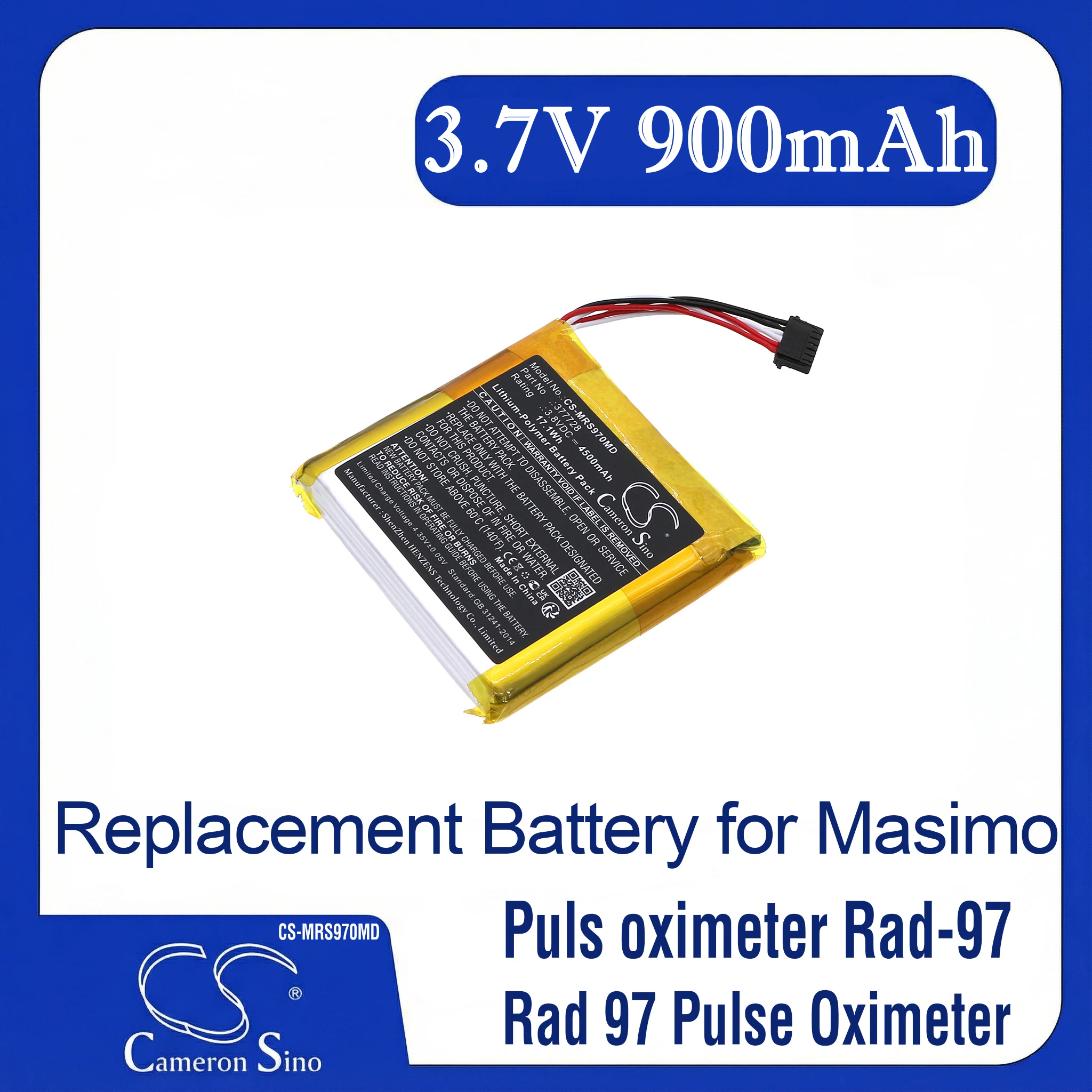 

Cameron Sino Replacement Battery for Masimo Puls oximeter Rad-97, Rad 97 Pulse Oximeter, Fits P/N 2705837772899010