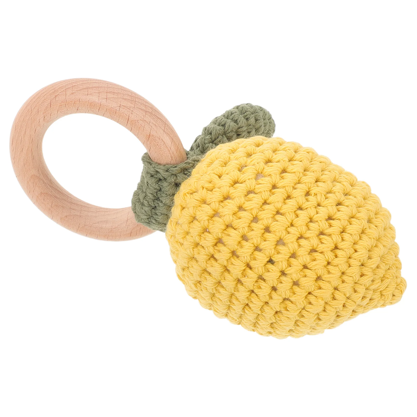 Soft Yarn Covered Wooden Rattle for Infants Handcrafted Crochet Shake Rattle Newborn Sensory Exploration Early Learning