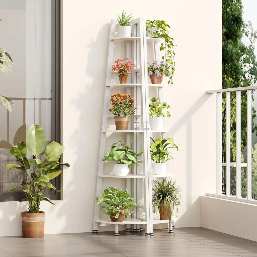 رف زاوية مضاء بإضاءة LED مكون من 5 طبقات، رف كتب خشبي بطول 70 طويلًا للعرض وغرفة المعيشة وغرفة النوم ونباتات الشرفة والديكور #3