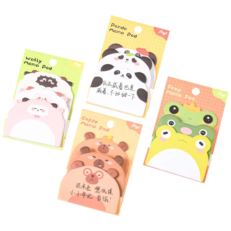 Note adesive a forma di simpatico cartone animato 3 strati Gufo Capibara Taccuini memo Etichetta adesiva 45 fogli