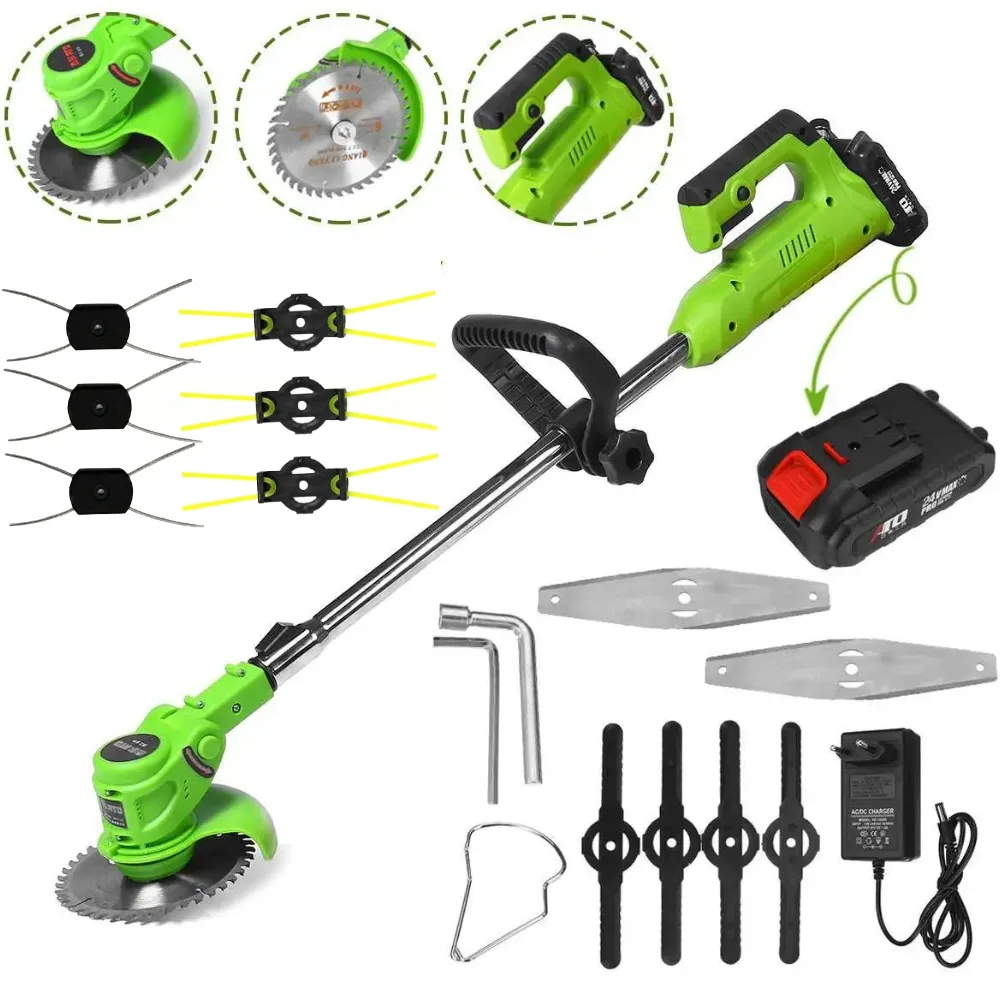 21V Electric Lawn Mower Rechargeable Li-ion Battery Cordless Grass Trimmer Auto Release Household Garden Trimming Machine