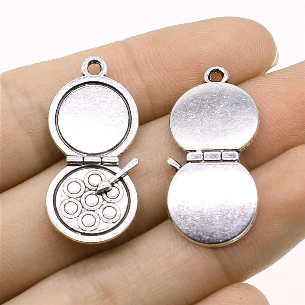 3pcs 16x34mm Antique Silver Color Makeup Box Eye Shadow Box Charms Pendant Jewelry Accessories Bulk