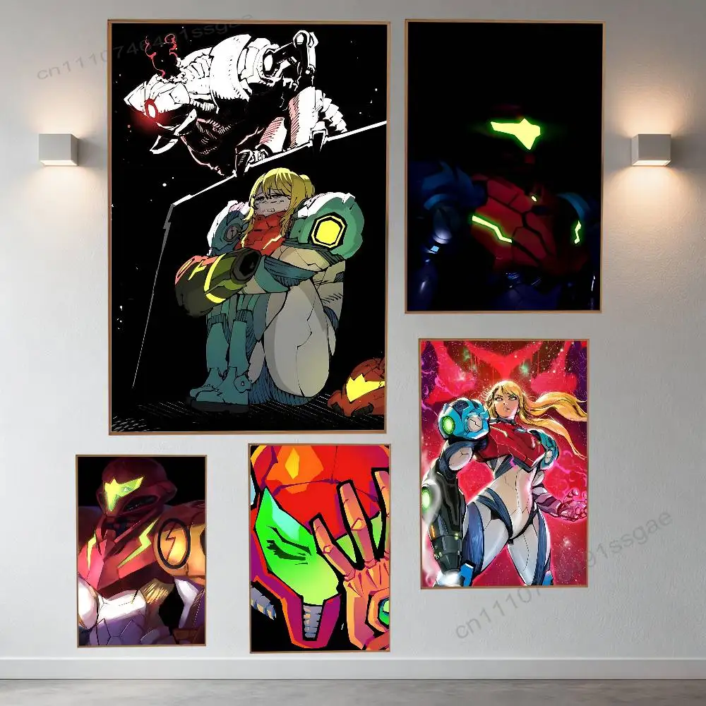 Cool M-Metroid Dread Retro Fashion Pictorial Poster Sticky Poster Paper Sticker DIY Room Bar Cafe Wall Decor Gift