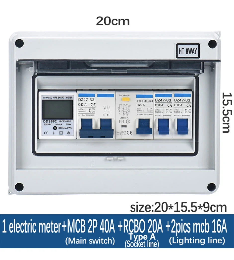 Waterproof Electrical Distribution Box With Circuit Breaker MCB Household Switch Power Plastic Junction Wire Box IP65