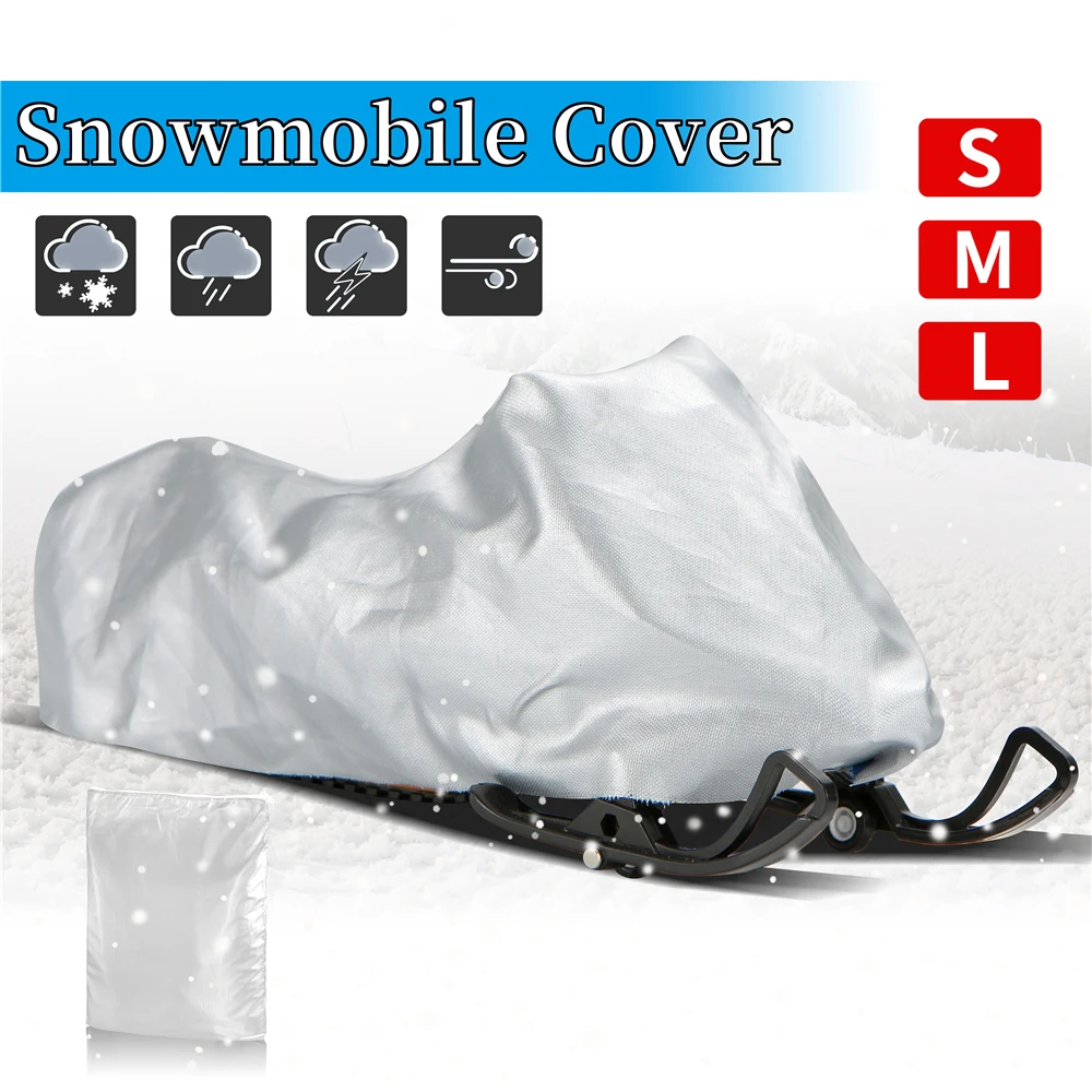 

Winter Outdoor Silver Snowmobile Cover Universal Waterproof Dustproof Anti-UV All-Purpose Trailer Sled Cover Motorcycle Cover