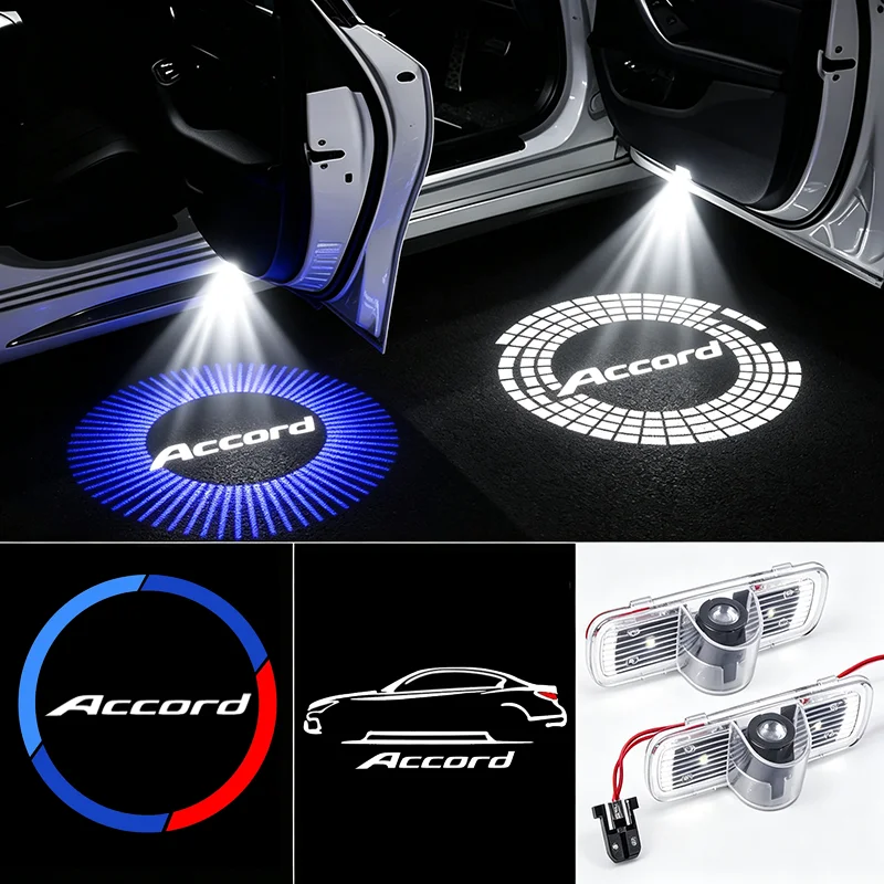 2PCS Car Door Welcome Courtesy Logo Lights for Honda Accord 2004-2013 Ghost Projector Shadow Lamps Exterior Decoration