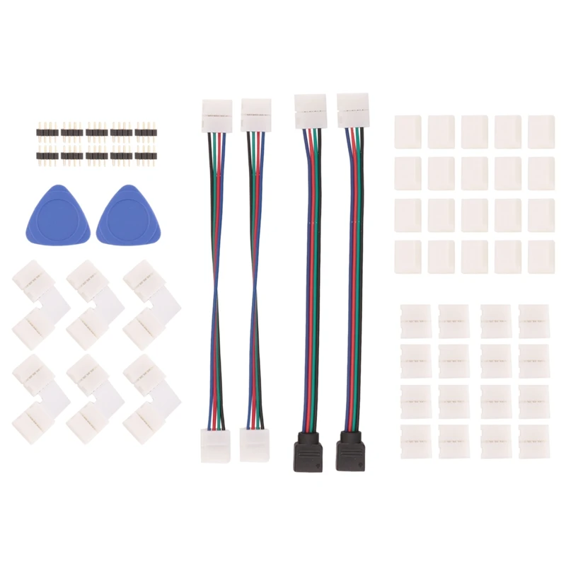 

LED Strip Connector 4 Pin 10Mm Solderless RGB Light Strip Connector For 5050 SMD - Gapless Connectors,L Shape Connectors