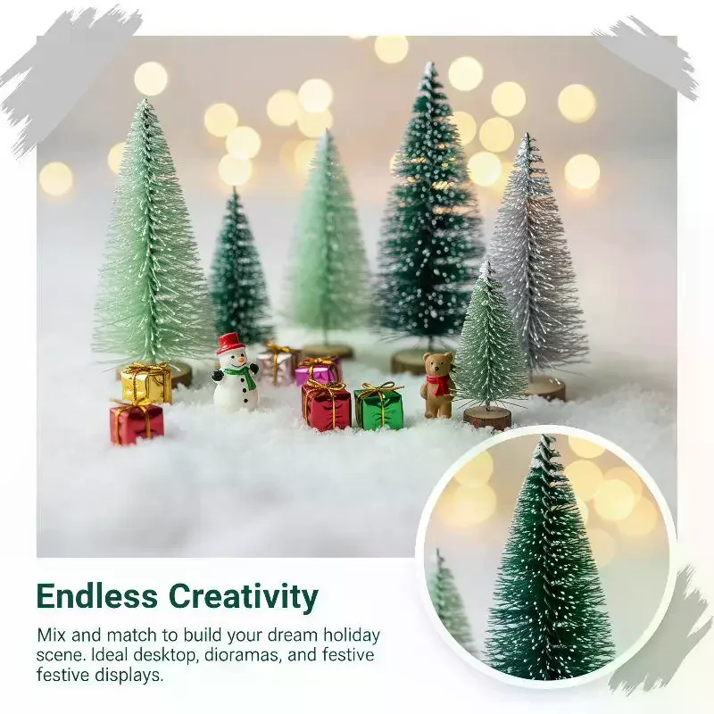 Mini Christmas Tree Ornament With Snow Frosted Design Cute Figurines For Tabletop Holiday Party Decor