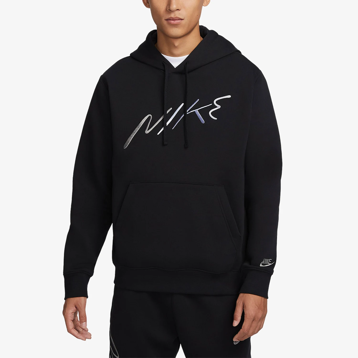 

Nike genuine 2023 New Men's Embroidered Pattern Fleece-Lined Hooded Pullover FB7489-010