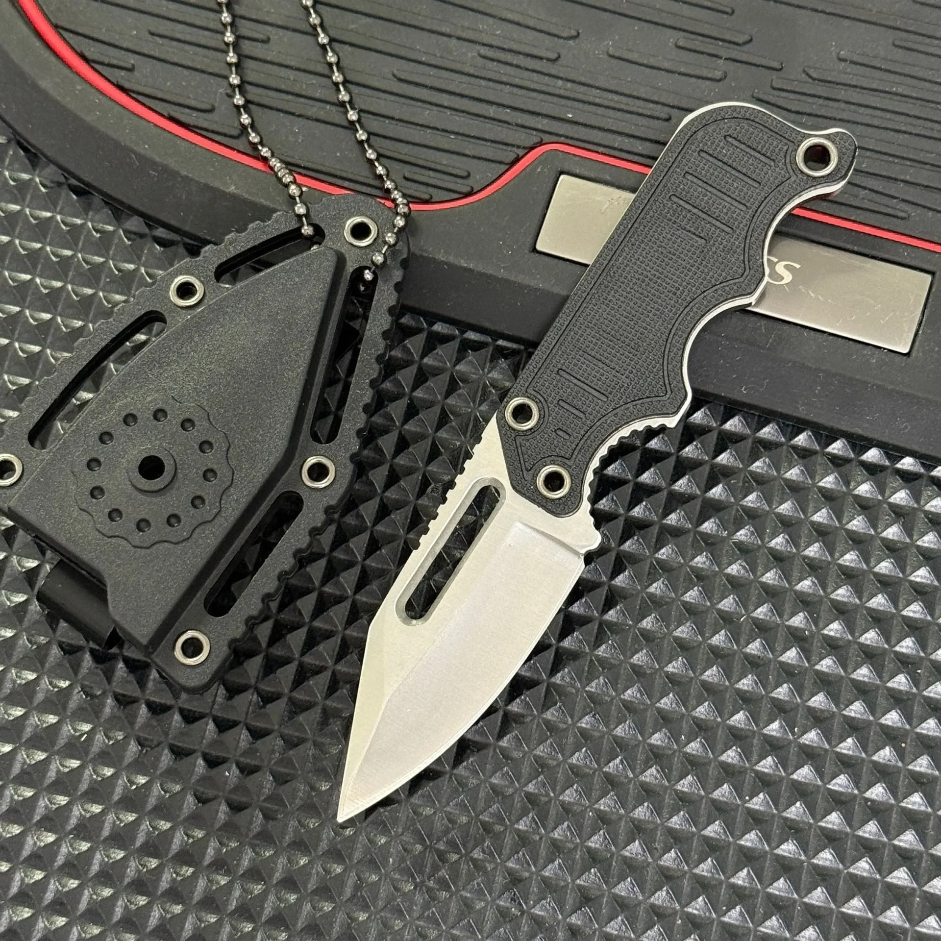 Новое горячее мини-ожерелье с карманом и фиксированным лезвиемG10, ручка 5Cr15MoV, лезвие EDC, походный инструмент, нож с ножнами, многофункциональный уличный нож
