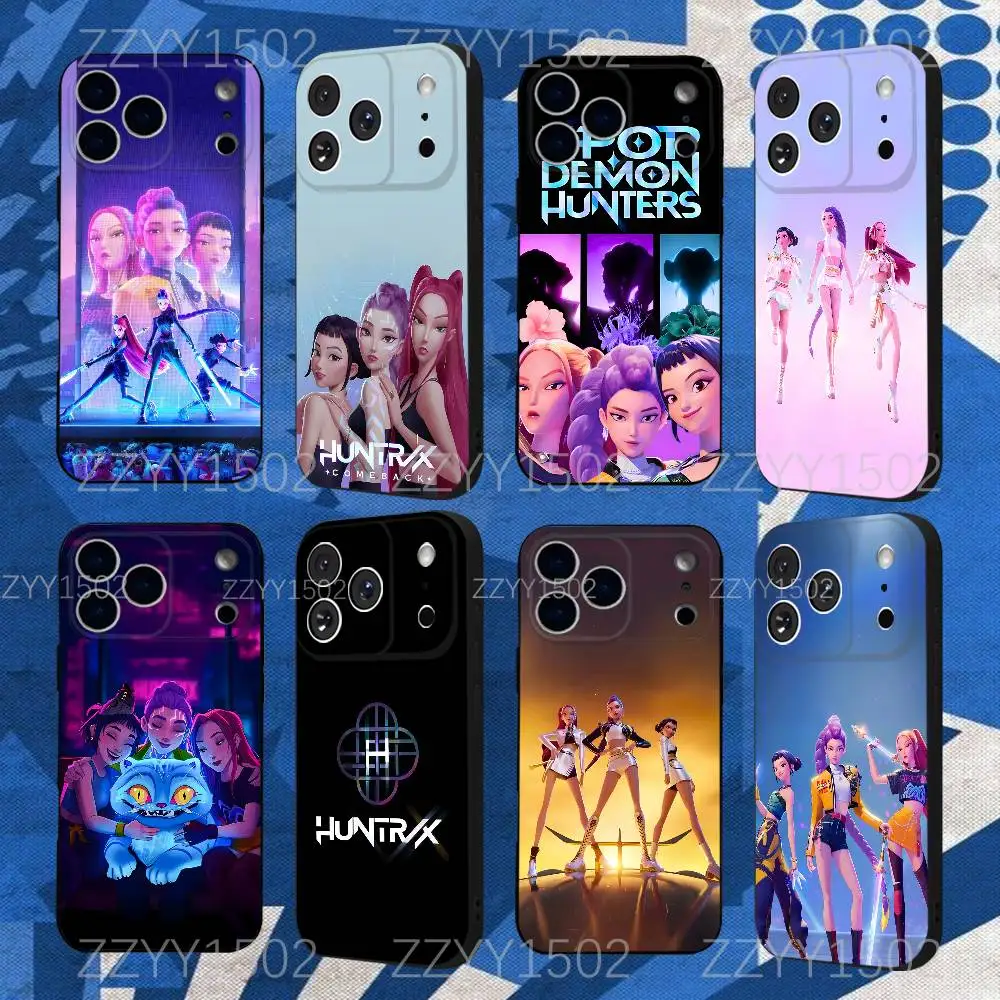 

K-Kpop Demon H-Hunters H-Huntrix Phone Case For iPhone 17,16,15,14,13,12,Pro,Max,Plus,E,SE4,Air,Mini Black Funda Shell