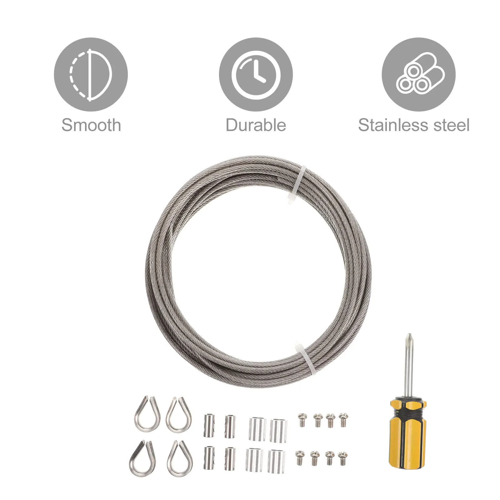 

Stainless Steel Wire Rope Kit Heavy duty Cable Fence Kits for Garden Outdoor Decking Railing Crimping Loop Sleeve