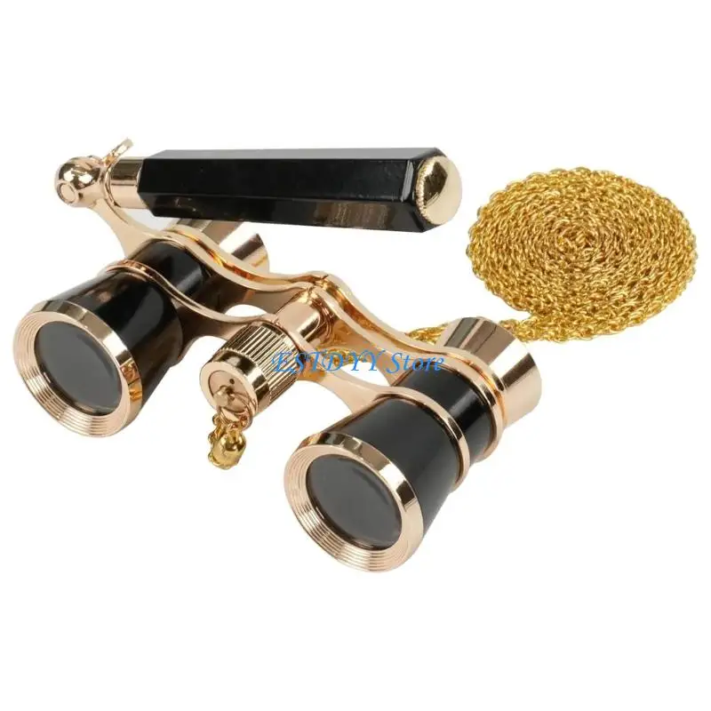 G6DE Retros Operas Glasses Gold Necklace Chain For Concerts Cinemas Theater