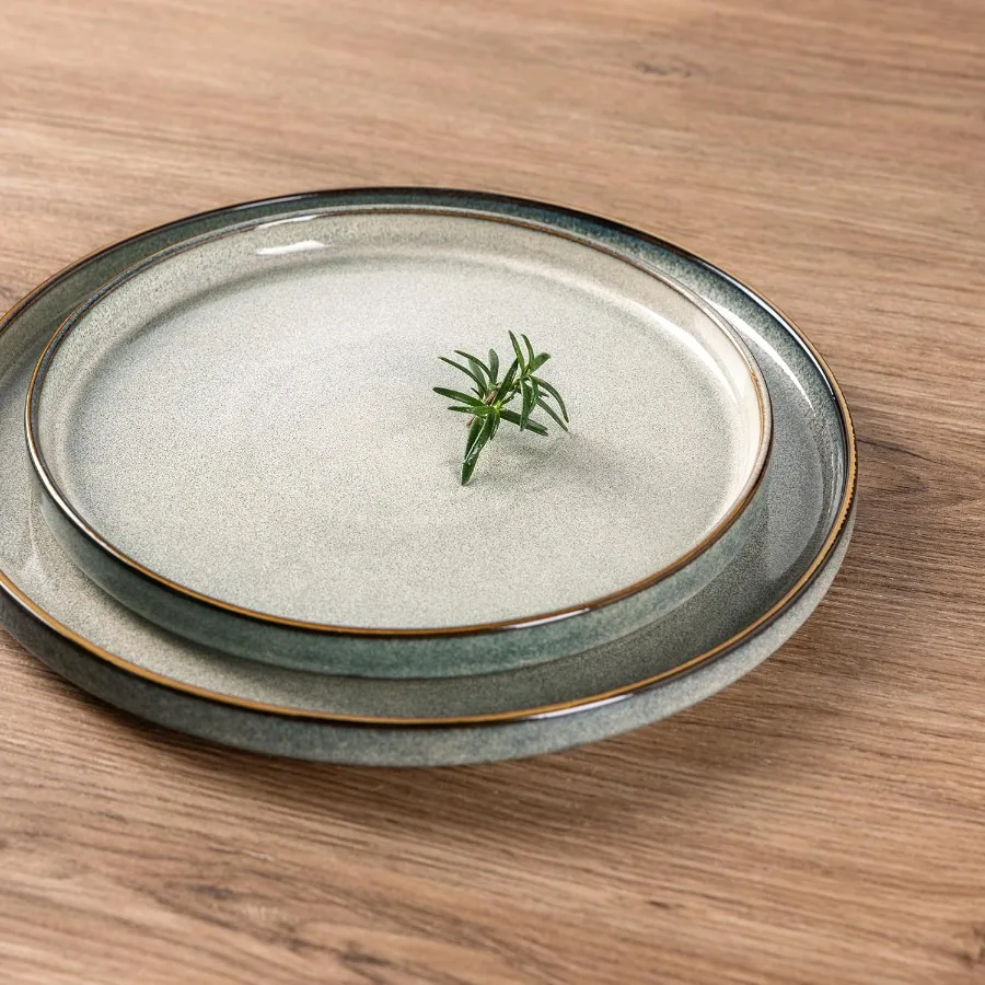 أطقم أواني طعام من السيراميك مكونة من 6 18 قطعة من أطباق وأطباق من الخزف الحجري مع تصميم قابل للتكديس للطعام اليومي #2