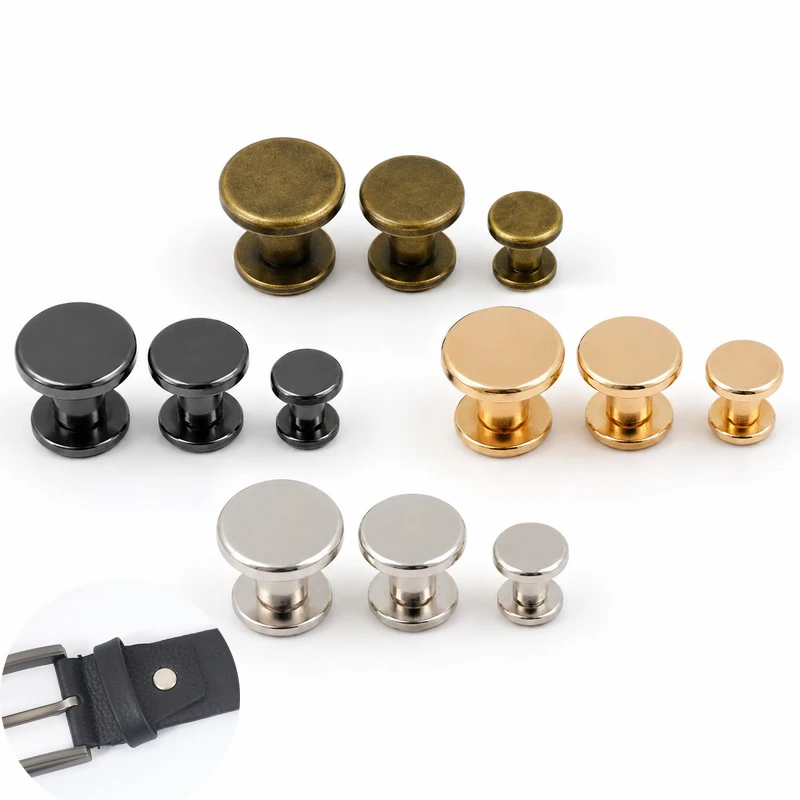 20-50Pcs 5/6/8mm Flat Head Metal Screws Nail Rivet Buckles Belt Clothes Decor Screw Rivets Buckle Leather Crafts Bag Accessories